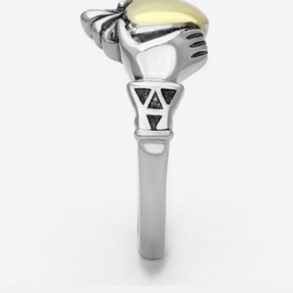 Irish Celtic Claddagh Ring Size 5 Silver Gold Stainless Steel Knot Heart Hands - Picture 10 of 11